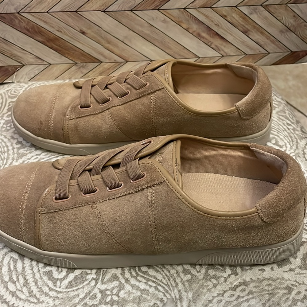 Vionic Jean Suede Sneakers Women Size 9.5 Slip On Leather Taupe Comfort Casual - Picture 7 of 9